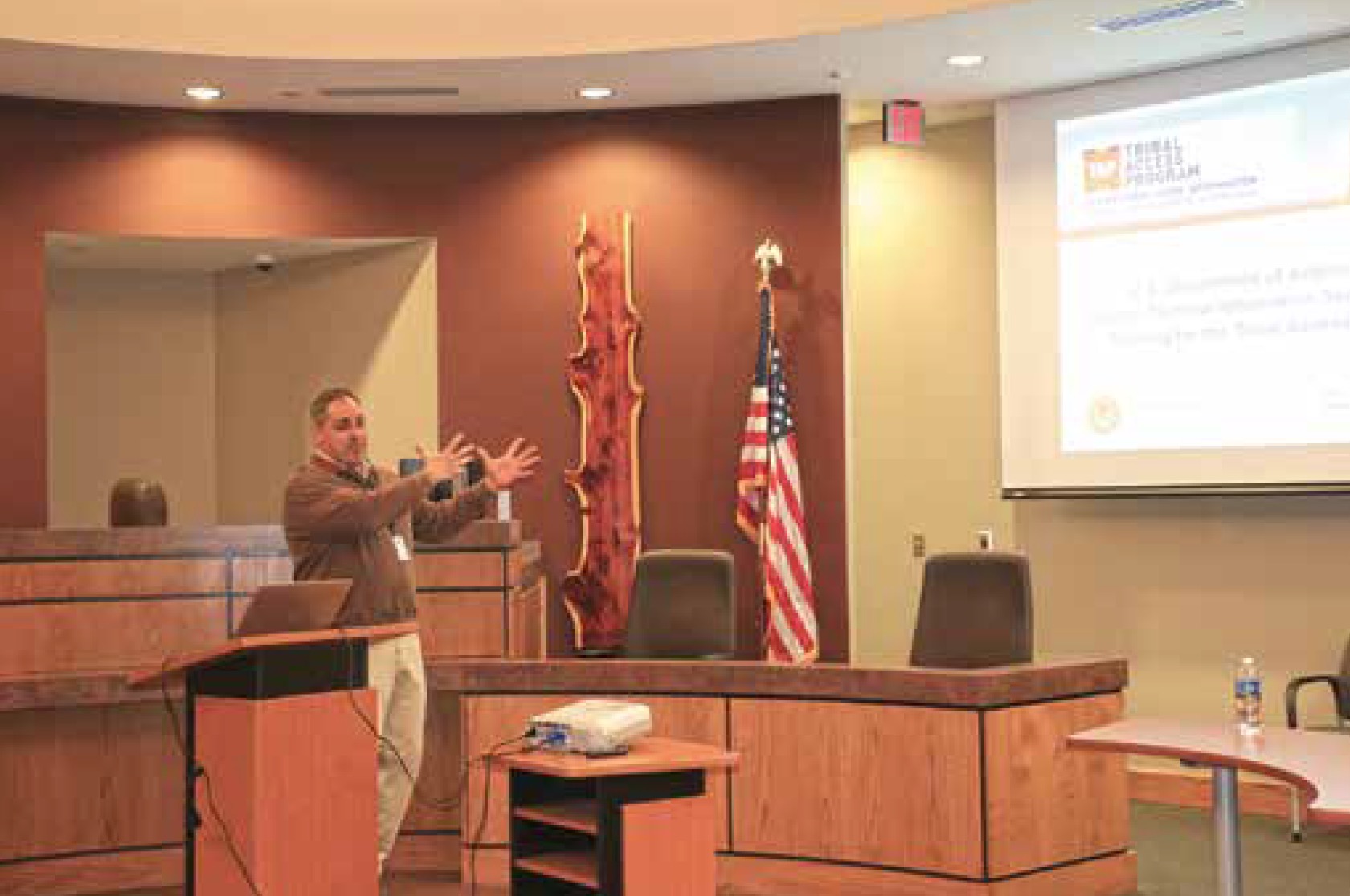 Josh Franken gives an overview of the Tribal Access Program (TAP) and what the system will enable the Cheyenne and Arapaho Tribes to accomplish. (Photo / Rosemary Stephens)